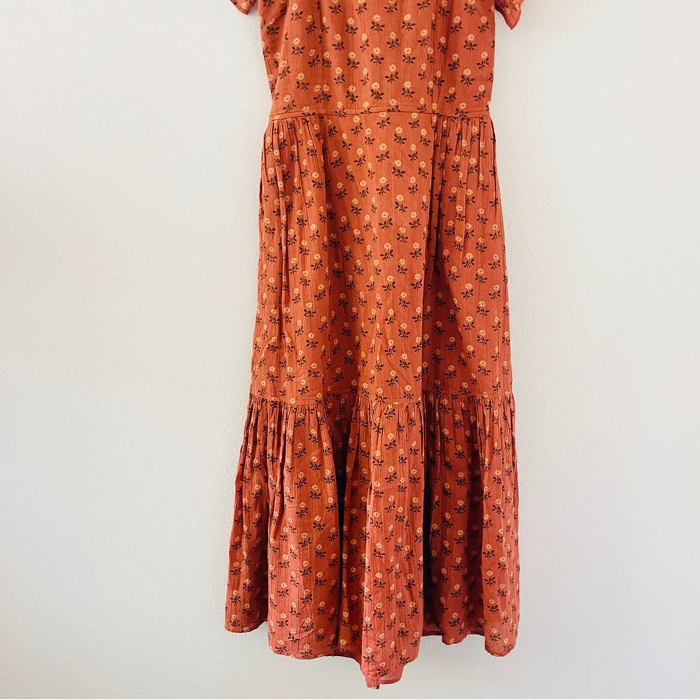 Madewell Ruffle-Strap Tiered Midi Dress in Wild Calendula Block-Print - Picture 7 of 11